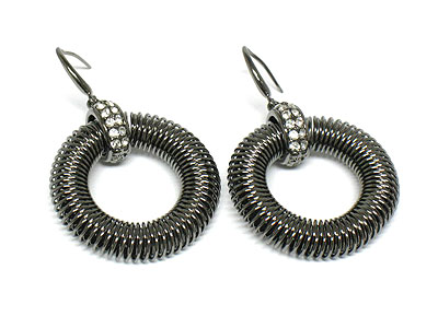 Crystal metal coiled hoop earring - hoops