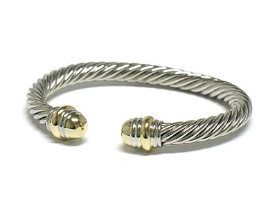 Two tone cable cuff bangle