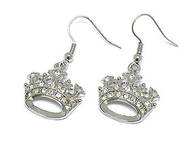 Made in korea whitegold plating crystal crown earring