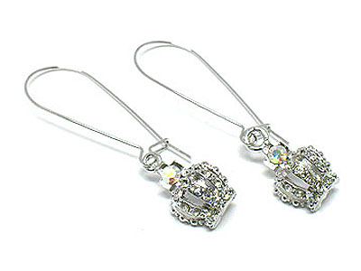 Made in korea whitegold plating crystal crown earring