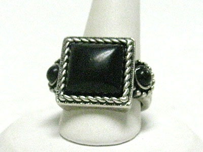 Square shape natural stone adjustable size fashion ring