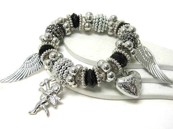 Multi angel theme charm stretch bracelet