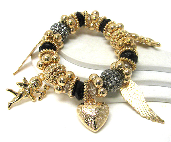 Multi angel theme charm stretch bracelet