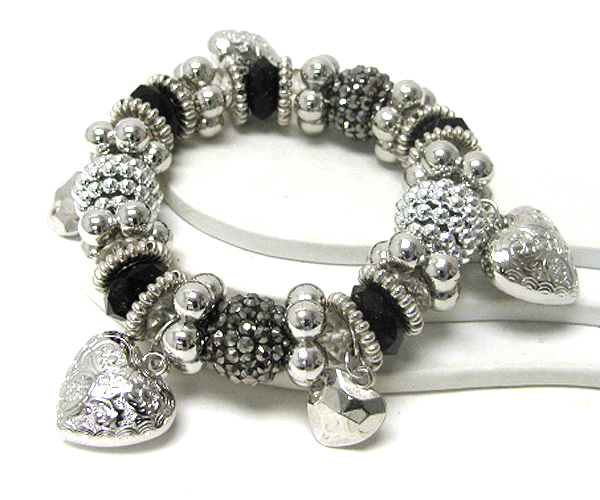 Multi heart charm stretch bracelet