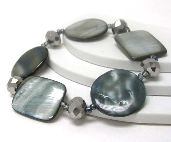 Shell disk link stretch bracelet