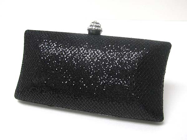 Glitter metallic hard case clutch bag - metal chain strap included