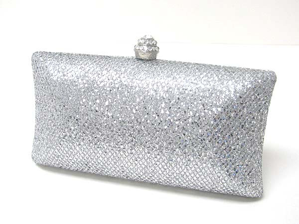 Glitter metallic hard case clutch bag - metal chain strap included