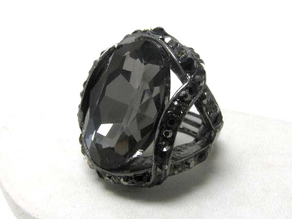 Facet glass and crystal stretch ring