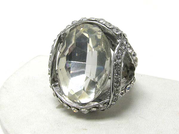 Facet glass and crystal stretch ring