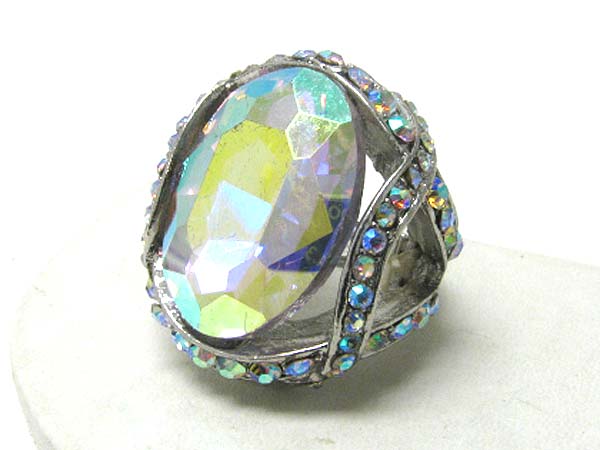 Facet glass and crystal stretch ring