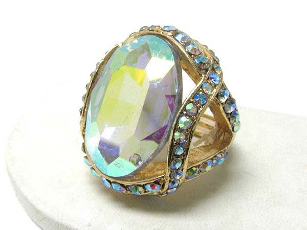 Facet glass and crystal stretch ring