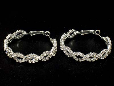 Rhinestone round hoop earring  - hoops