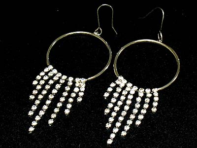 Metal round hoop and multi row dangles earring - hoops