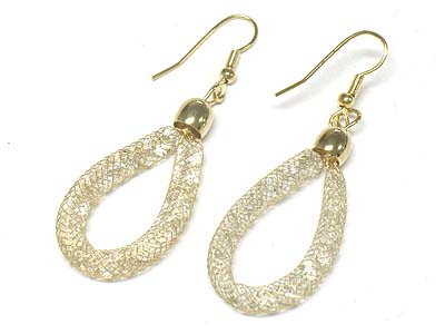 Multi crystal stone in mesh net oval shape earring 