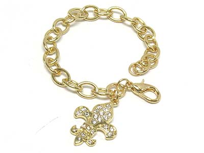 Crystal deco fleur de lis charm bracelet 