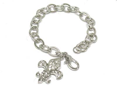 Crystal deco fleur de lis charm bracelet 