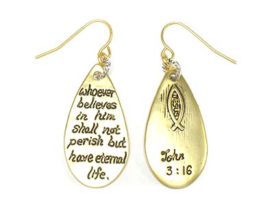 Jesus fish and message printed earring