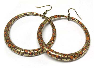 Enamel animal print hoop earring - hoops