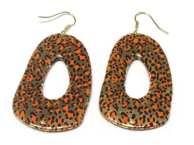 Animal printed large donut dangle earring 