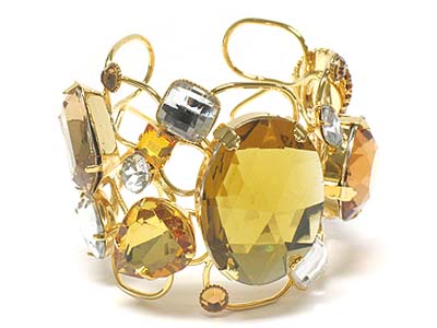 Multi  big glass and crystal deco glamorous bangle