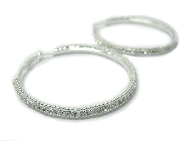 65 mm crystal stud metal hoop earring - hoops