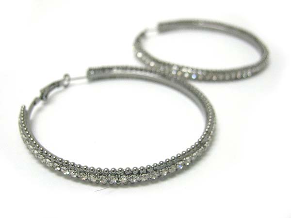 65 mm crystal stud metal hoop earring - hoops