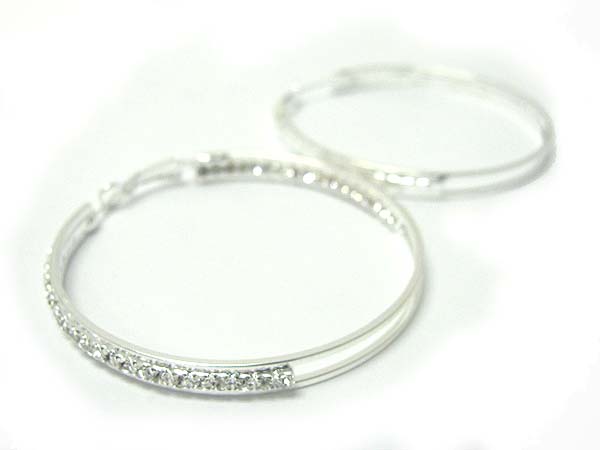 60 mm crystal stud metal hoop earring - hoops