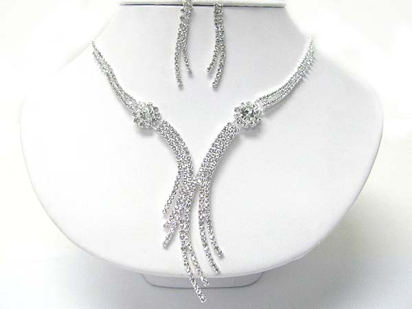 Prom or bridesmaid rhinestone necklace set