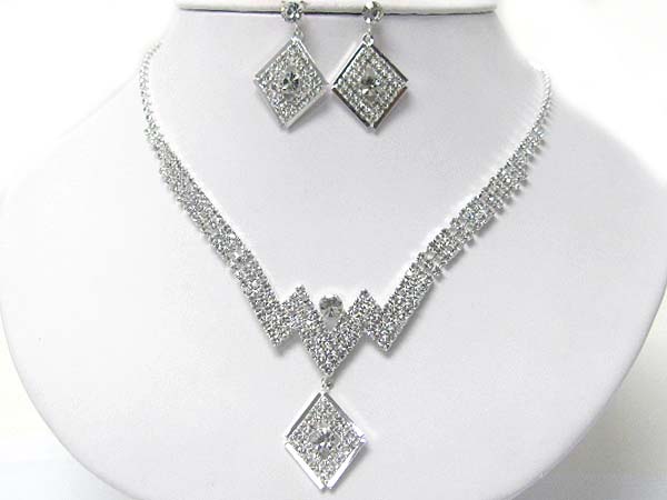 Prom or bridesmaid rhinestone necklace set