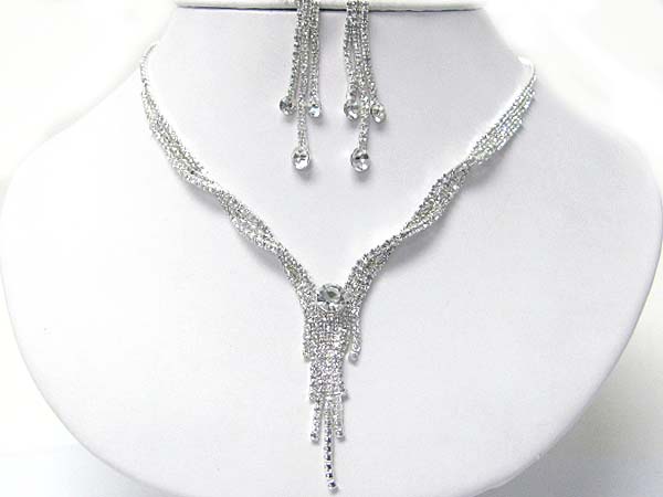 Prom or bridesmaid rhinestone necklace set