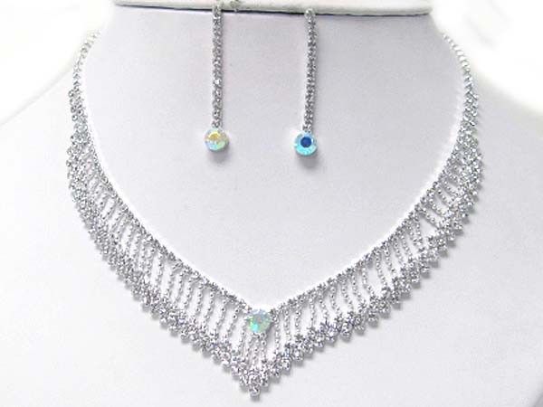 Prom or bridesmaid rhinestone necklace set