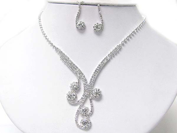 Prom or bridesmaid rhinestone necklace set