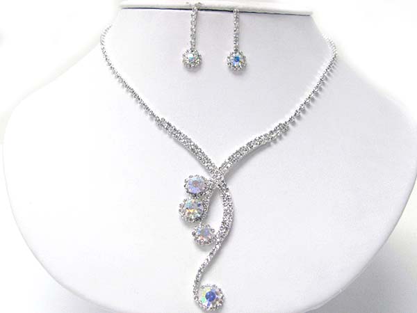 Prom or bridesmaid rhinestone necklace set