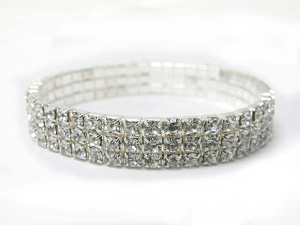 3 row rhinestone stretch bracelet