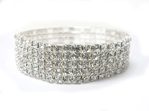 5 row rhinestone stretch bracelet