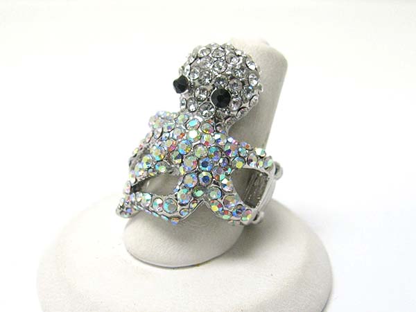 Crystal stud octupus stretch ring