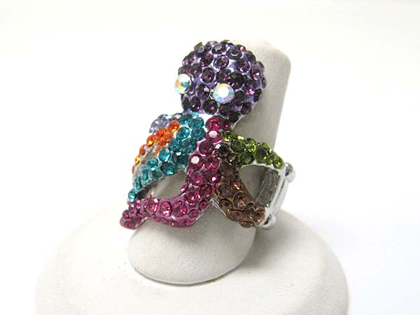 Crystal stud octupus stretch ring