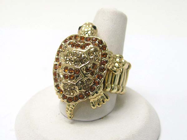 Crystal stud turtle stretch ring