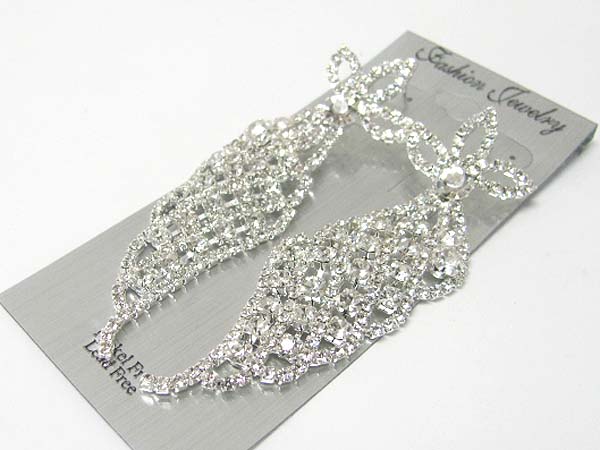 Rhinestone mesh drop earring