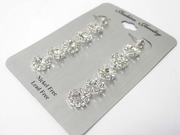 Rhinestone long linear drop earring