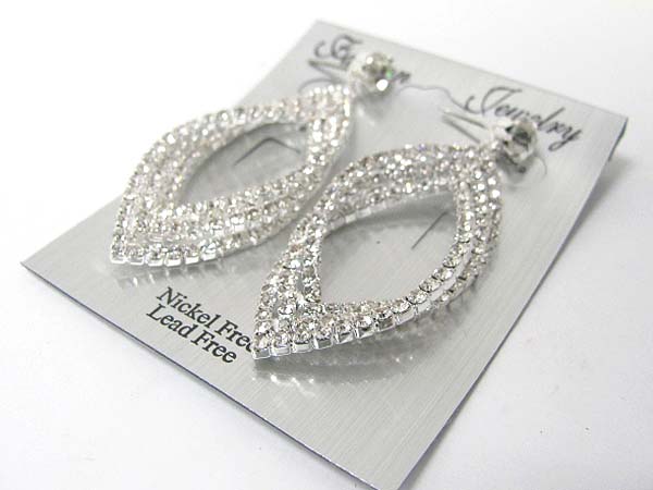 Rhinestone multi leaves drop earring