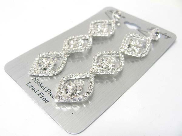 Rhinestone triple level drop earring