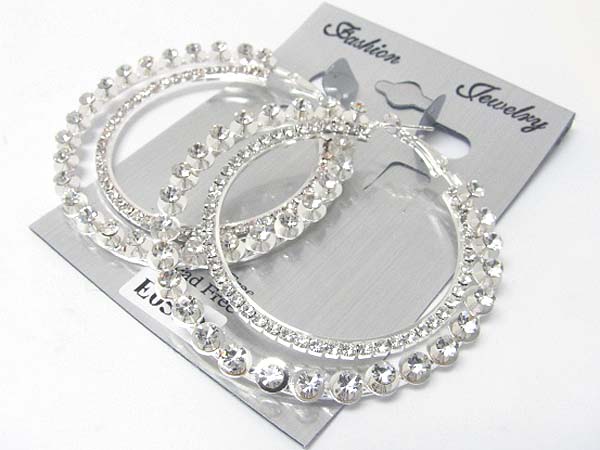 Rhinestone dual hoop earring - hoops