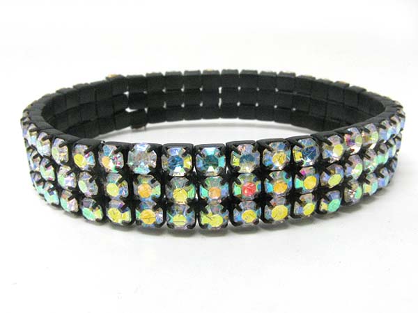 3 row gunmetal rhinestone stretch bracelet