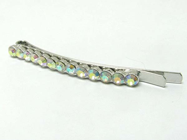 Short single row crystal hair pin