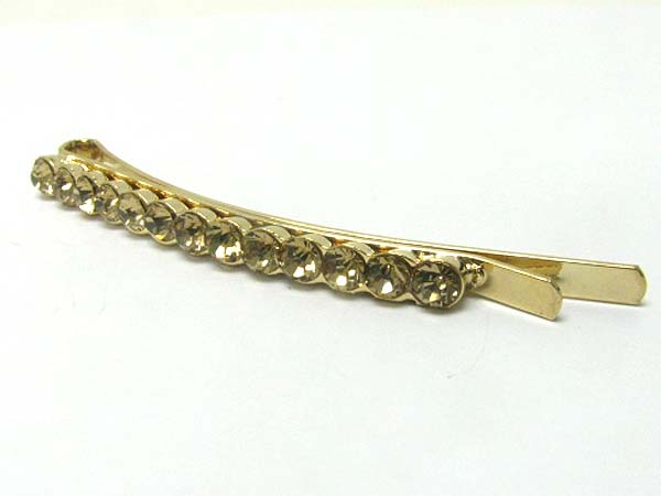 Short single row crystal hair pin