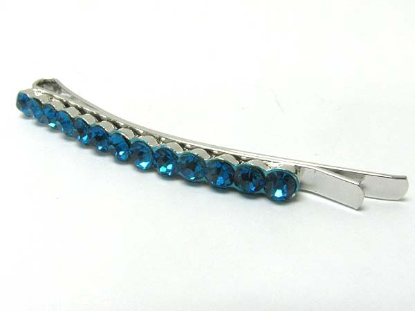 Short single row crystal hair pin