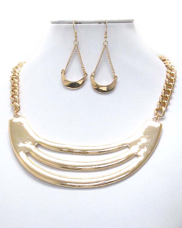 Metal crescent half chocker necklace earring set