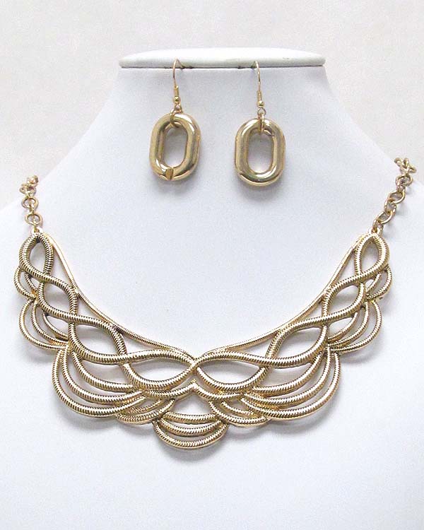 Snake chain twist deco half chocker necklace earring set