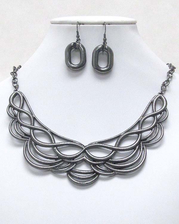 Snake chain twist deco half chocker necklace earring set